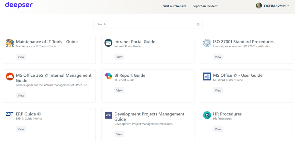 Articoli della Knowledge Base nel portale clienti di Deepser