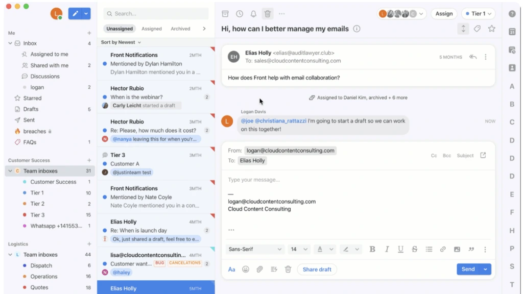Vista interna Front Software Help Desk