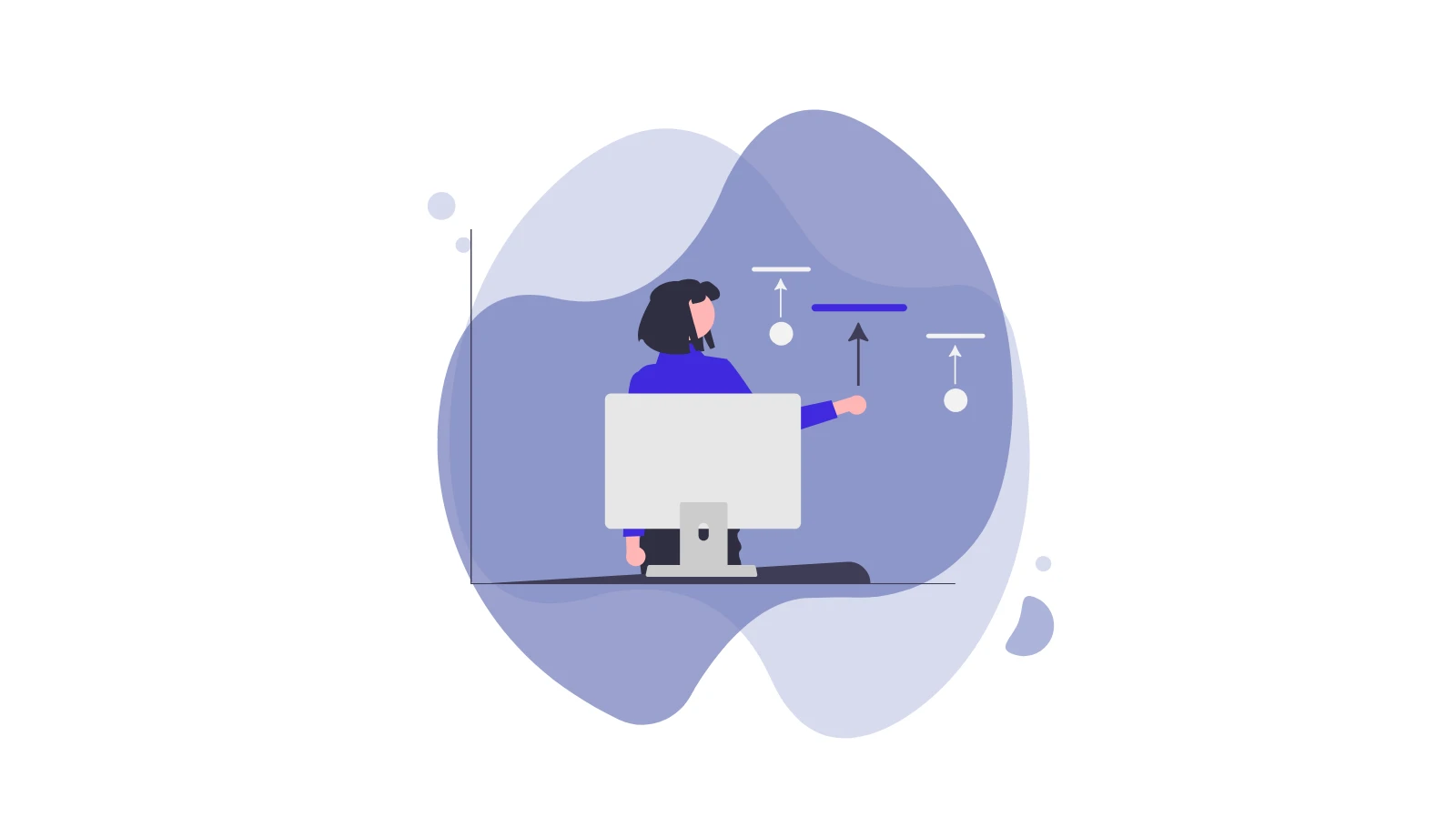 ESM Software illustration, girl with a pc
