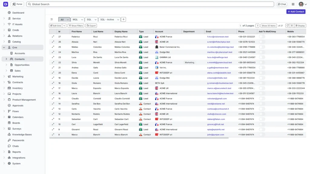 Deepser Contacts View