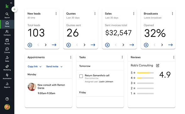 Keap CRM General View