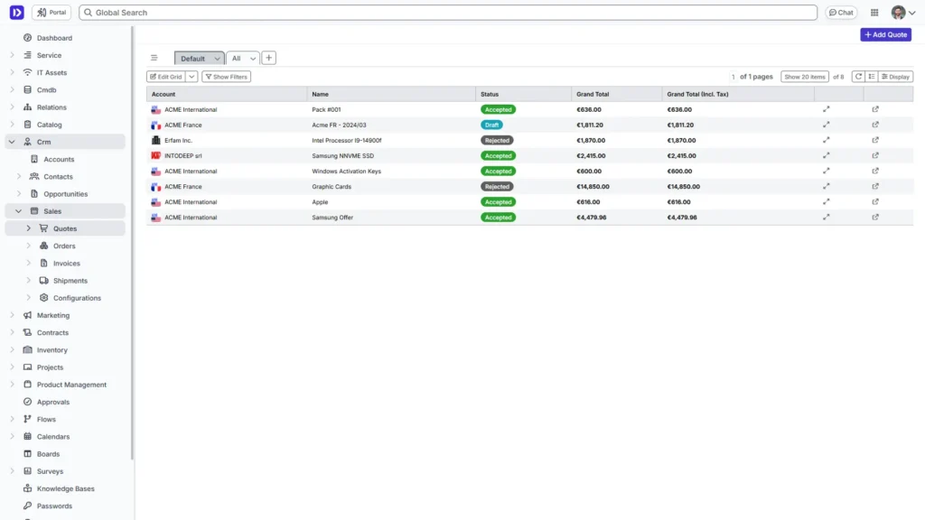 Deepser CRM Sales Quotes
