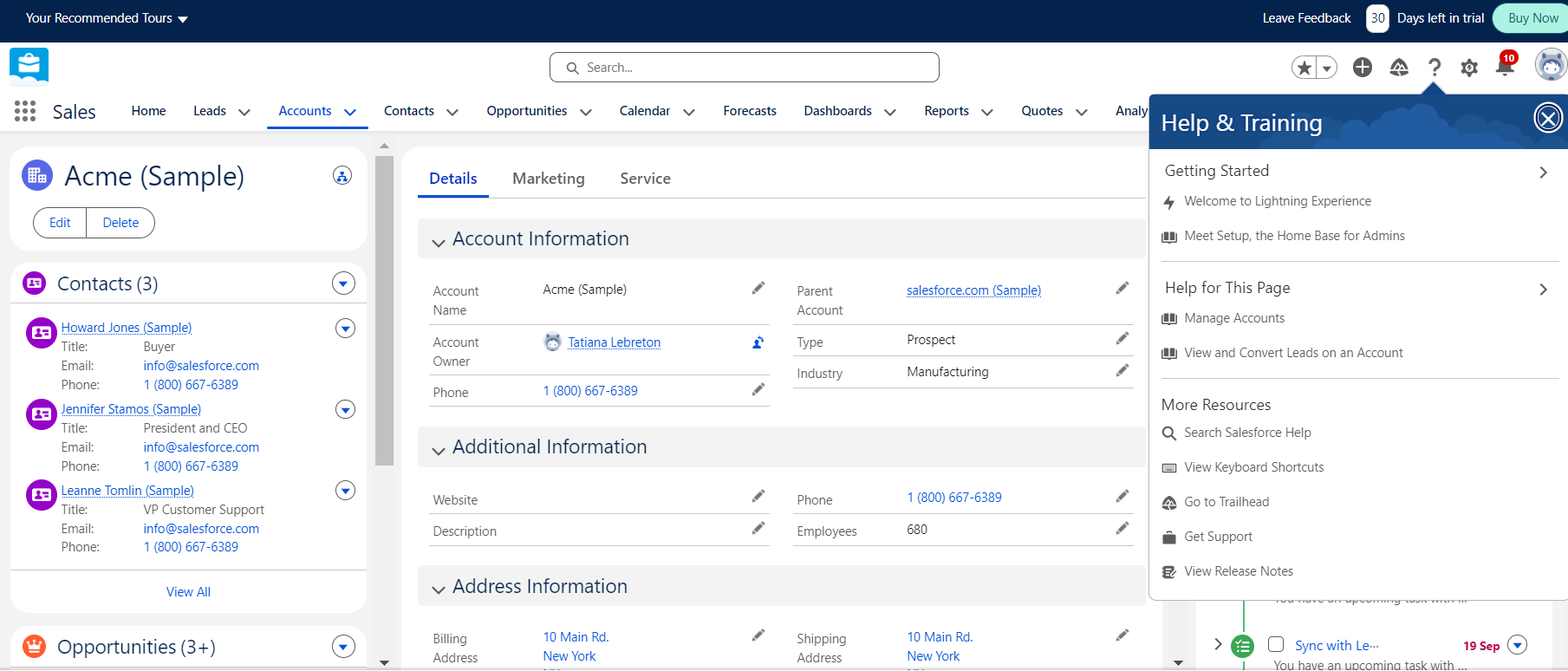 Salesforce Accounts View