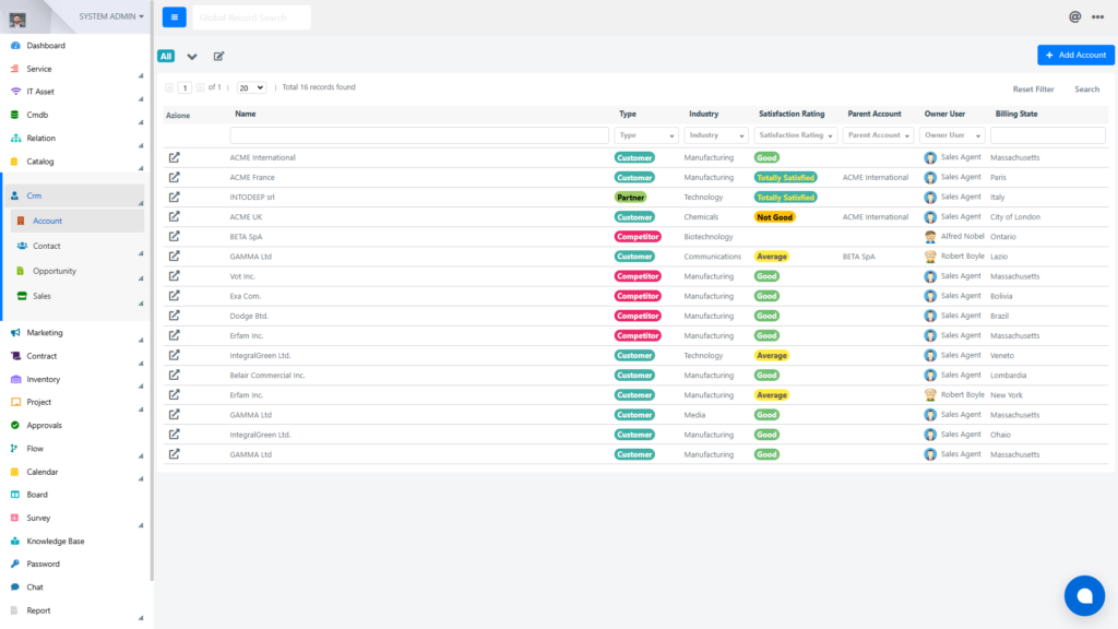 Deepser CRM Account View