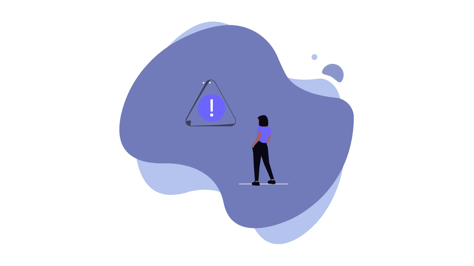 Problem Management illustration showing a person looking at a warning sign