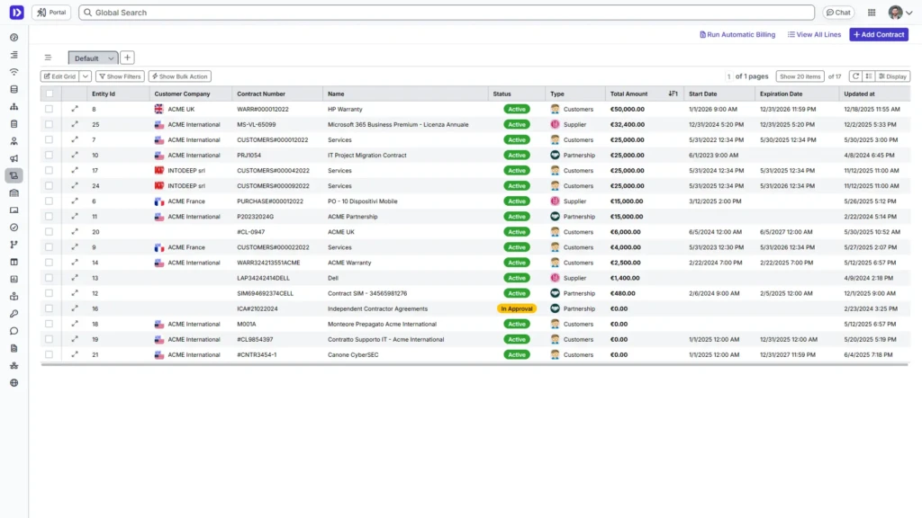Deepser contract management view