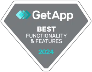 Badge premio GetApp Best Functionality & Features 2024 per Deepser